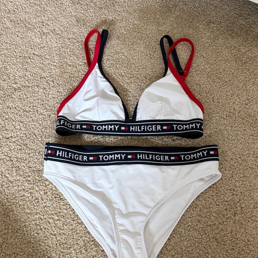 Tommy Hilfiger White Bikini with Red and Black Trim